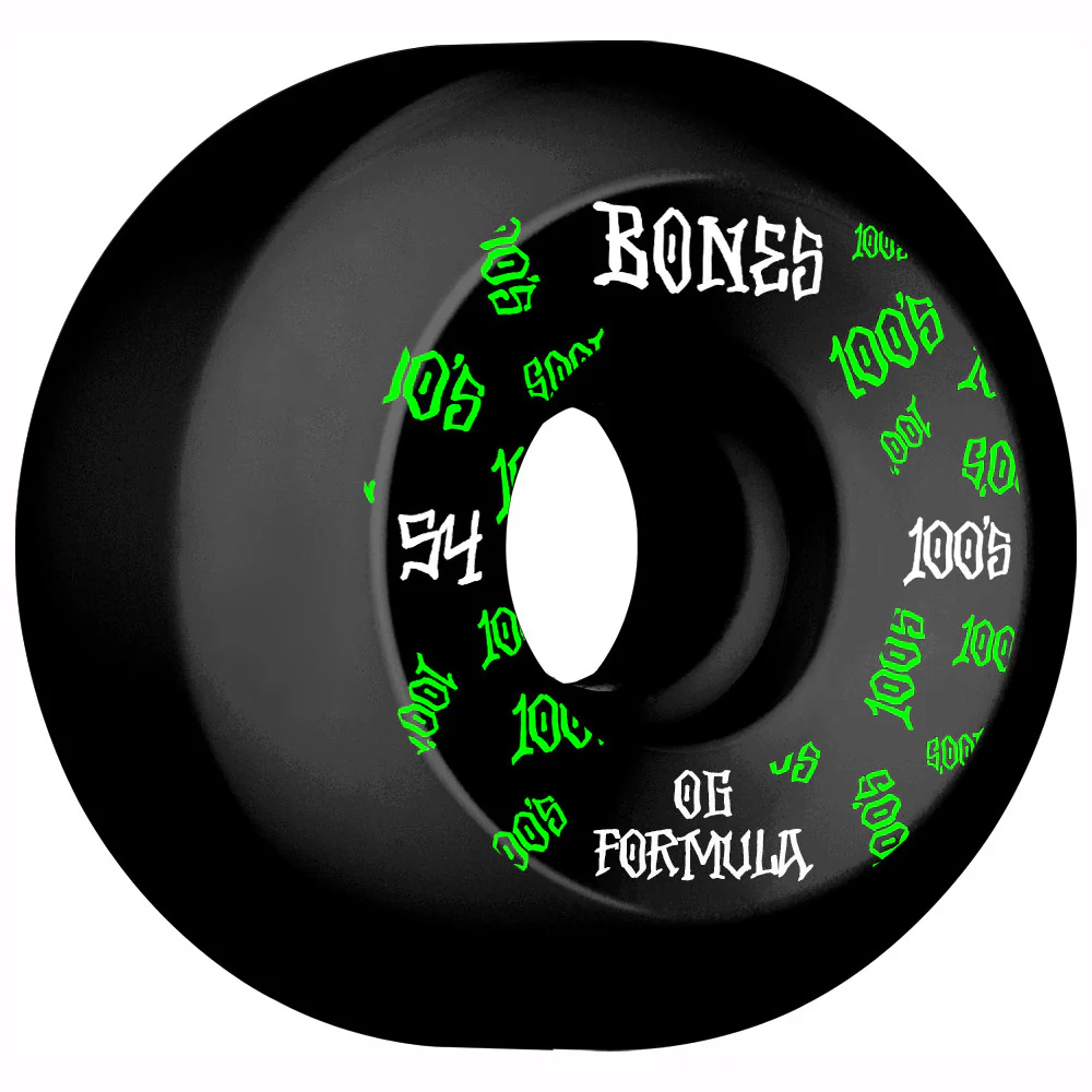 Bones OG 100's #3 V5 Sidecut 54mm 100a Wheels - Black (Set of 4)