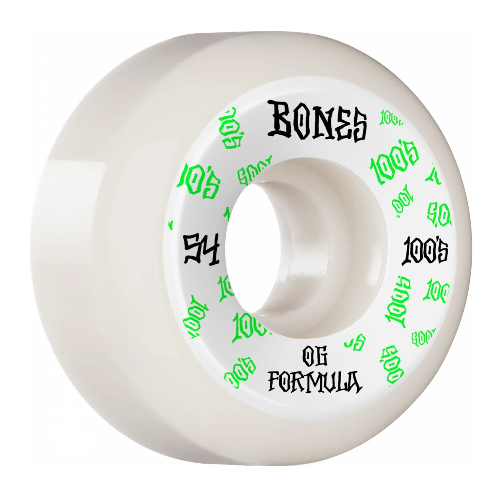 Bones OG 100's #3 V5 Sidecut 54mm 100a Wheels - White (Set of 4)