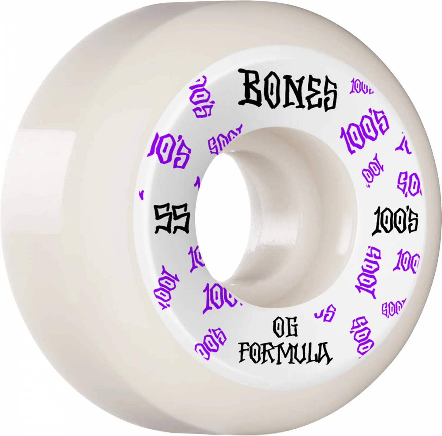 Bones OG 100's #3 V5 Sidecut 55mm 100a Wheels - White (Set of 4)