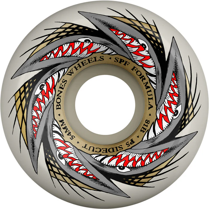 Bones SPF Pool Sharknado P5 Sidecut 54mm 101a Wheels - White (Set of 4)