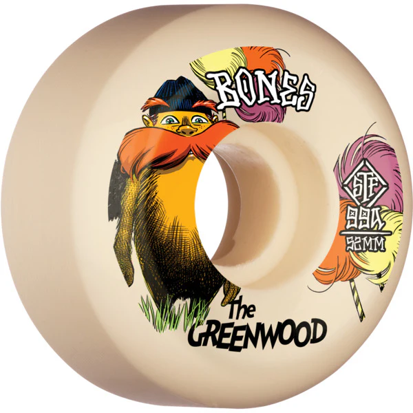Bones STF Greenwood V5 The Greenwood 52mm 100a Wheels - White (Set of 4)