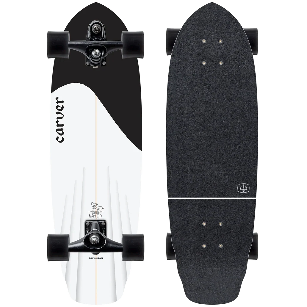Carver Black Tip Surfskate Complete C7 Coal Satin - 32.5″