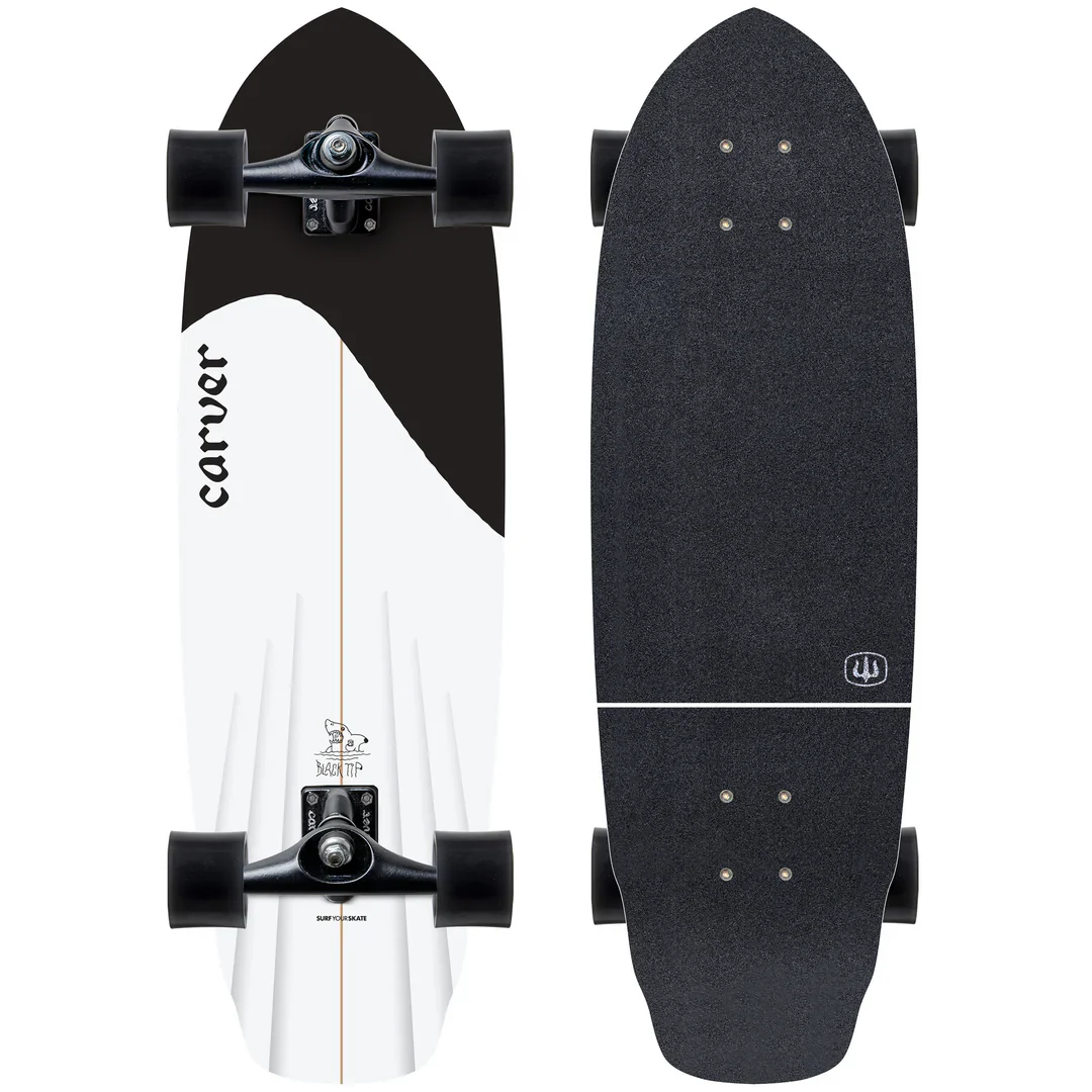 Carver Black Tip Surfskate Complete CX Coal Satin - 32.5″