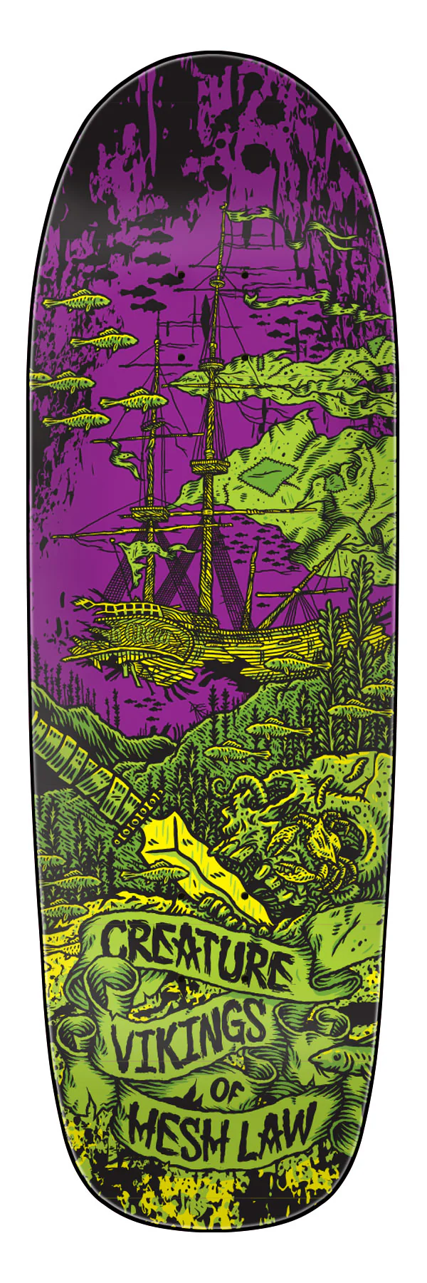 Creature Team Viking of Hesh Law XX Shaped Skateboard Deck - 9.55"