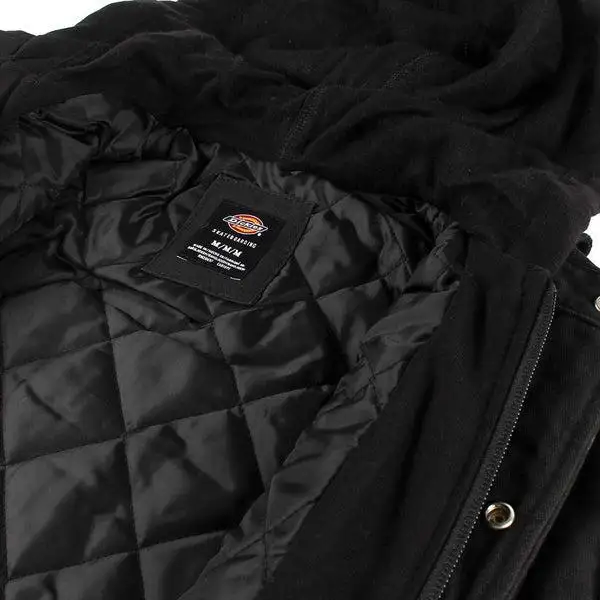 Dickies Canvas Shirt Jacket With Fleece Hood - Black - Image 2