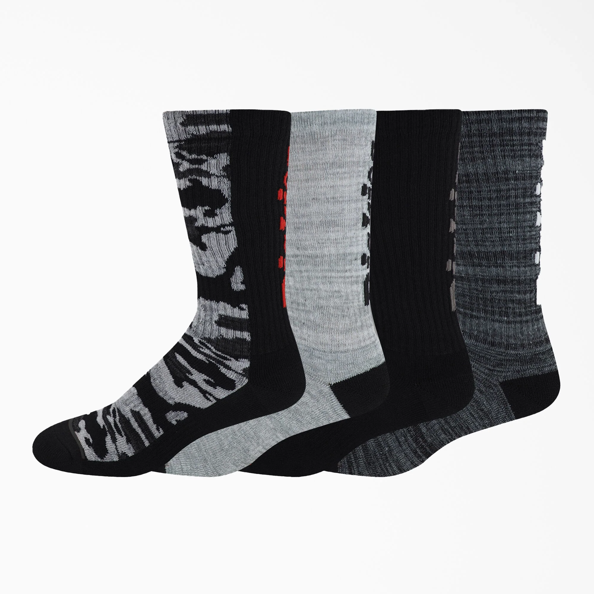 Dickies Logo Crew Socks - Black Gray Marled