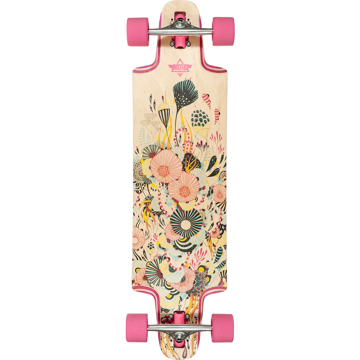 Dusters Reef Complete Longboard - 9.5" Natural/Pink
