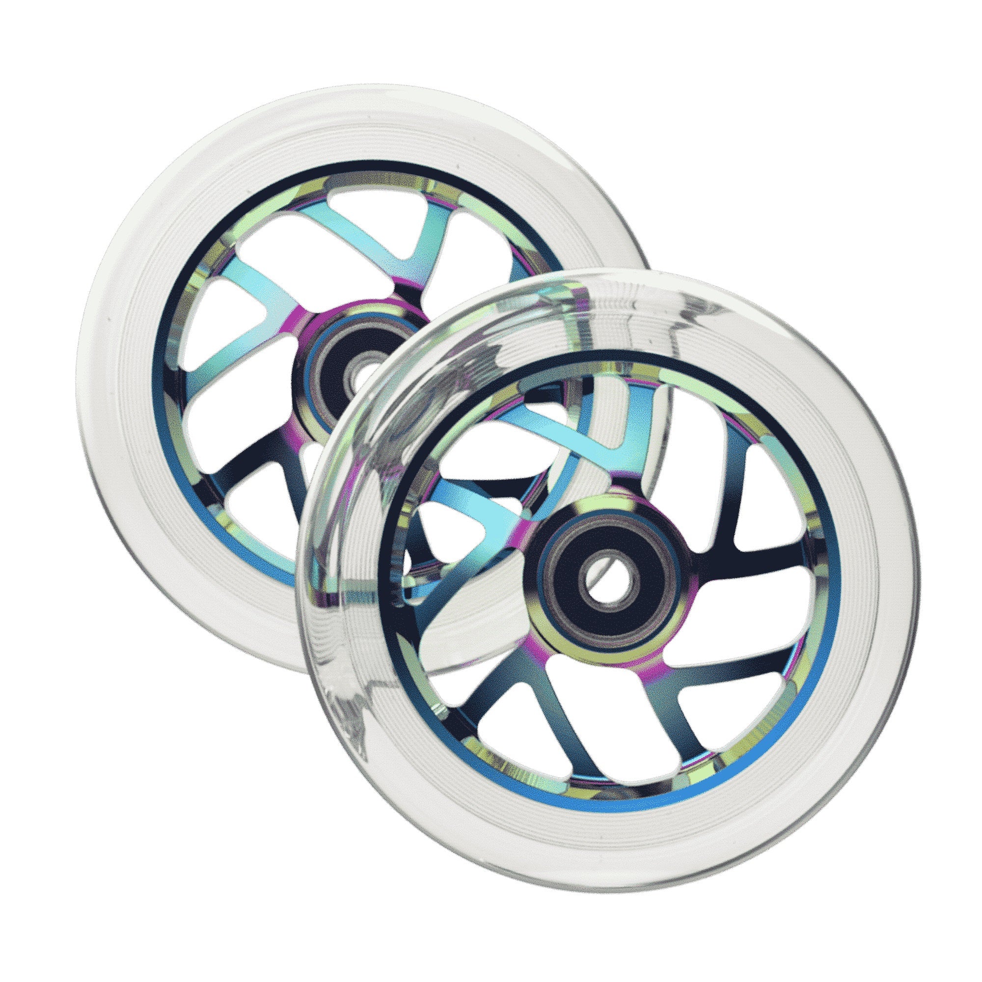Fuzion Flight Wheels 110mm - Clear/Neochrome Core (Pair) - Image 2