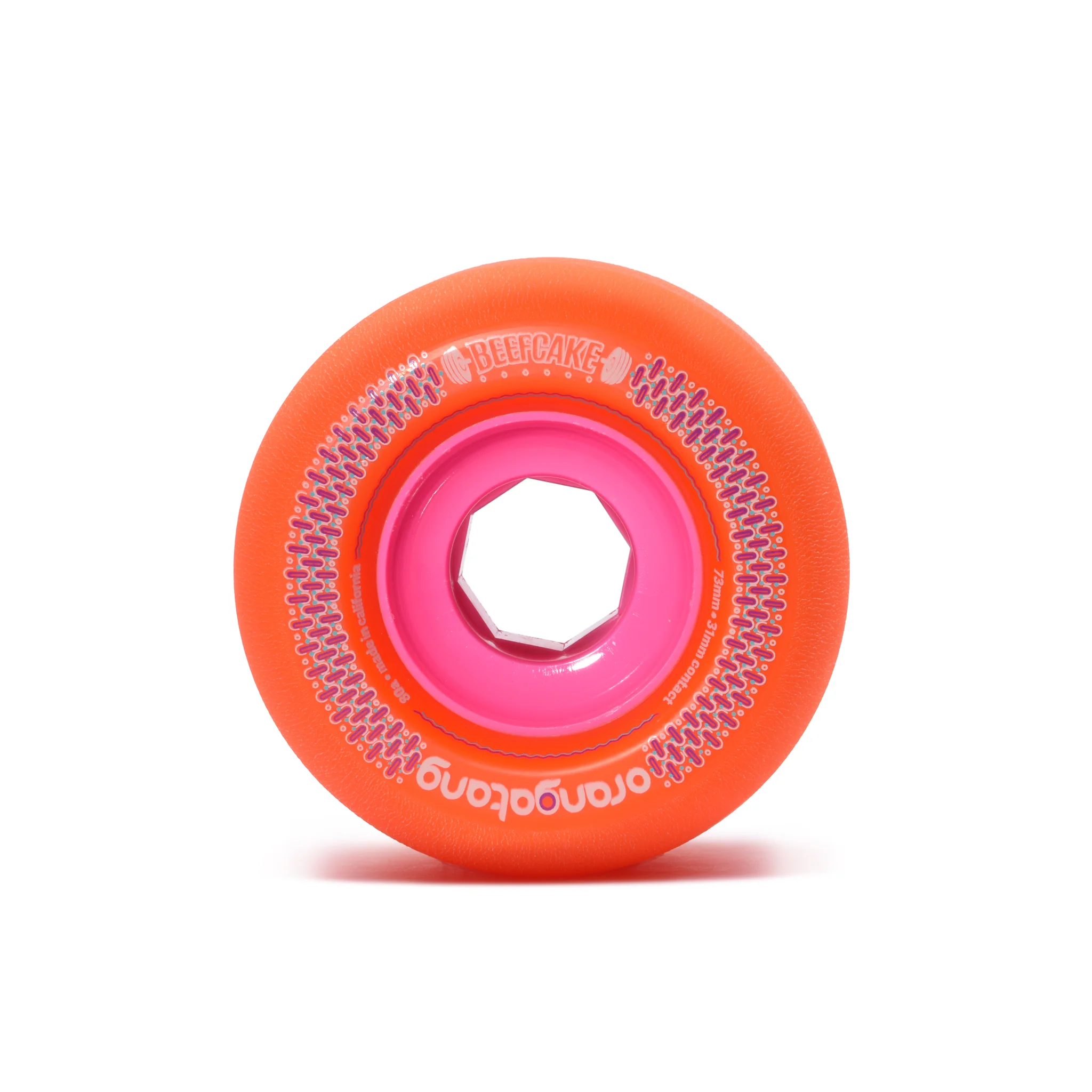 Orangatang Beefcake 73mm 80a Longboard Wheels  - Orange (Set of 4) - Image 2