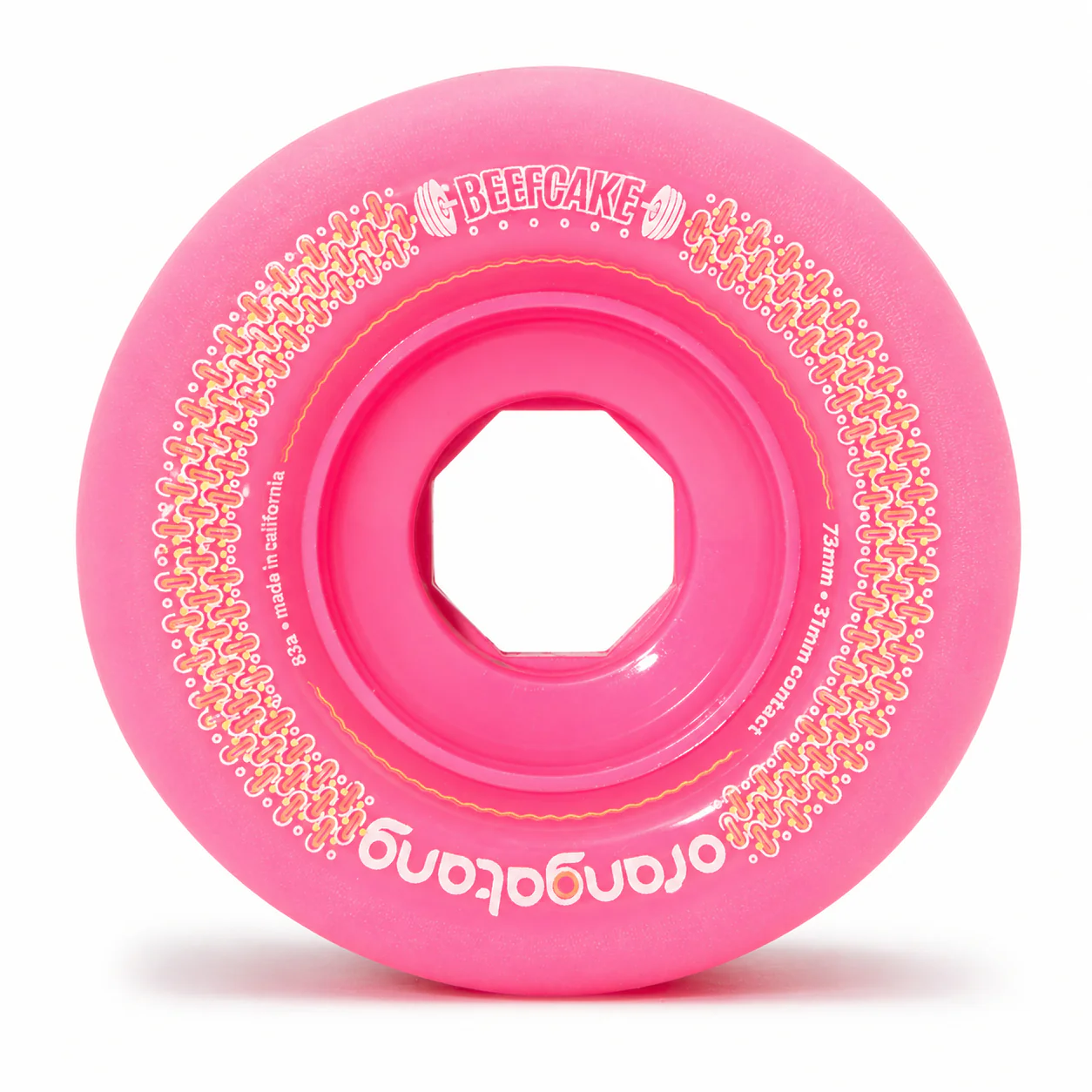 Orangatang Beefcake 73mm 83a Longboard Wheels - Pink (Set of 4) - Image 2