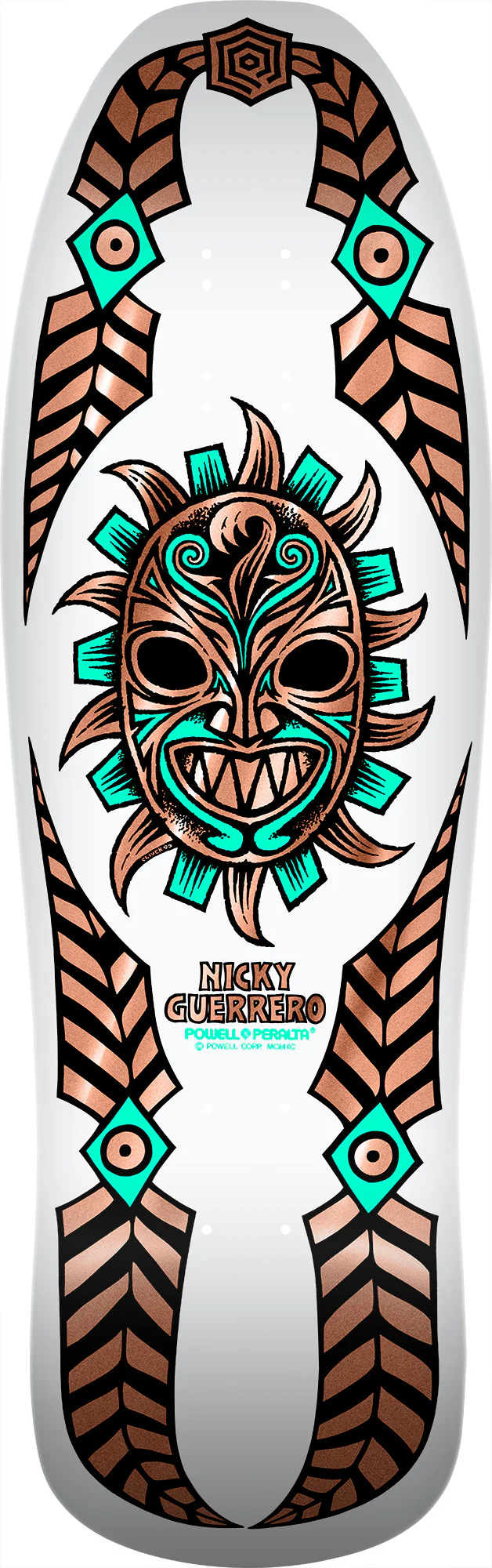 Powell Peralta Nicky Guerrero Mask Deck - 10″ White/Copper Foil **PRE-ORDER**