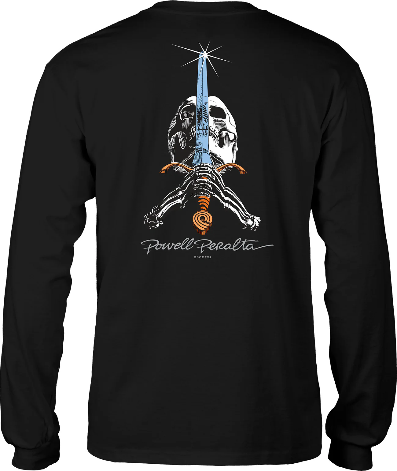 Powell Peralta Skull and Sword L/S T-Shirt - Black - Image 2
