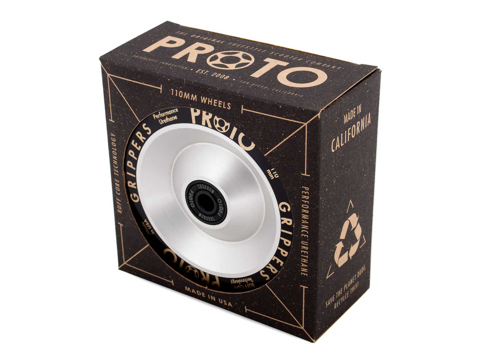 Proto Wheels Classic Full Core Grippers 110mm Black on Raw (Pair) - Image 3