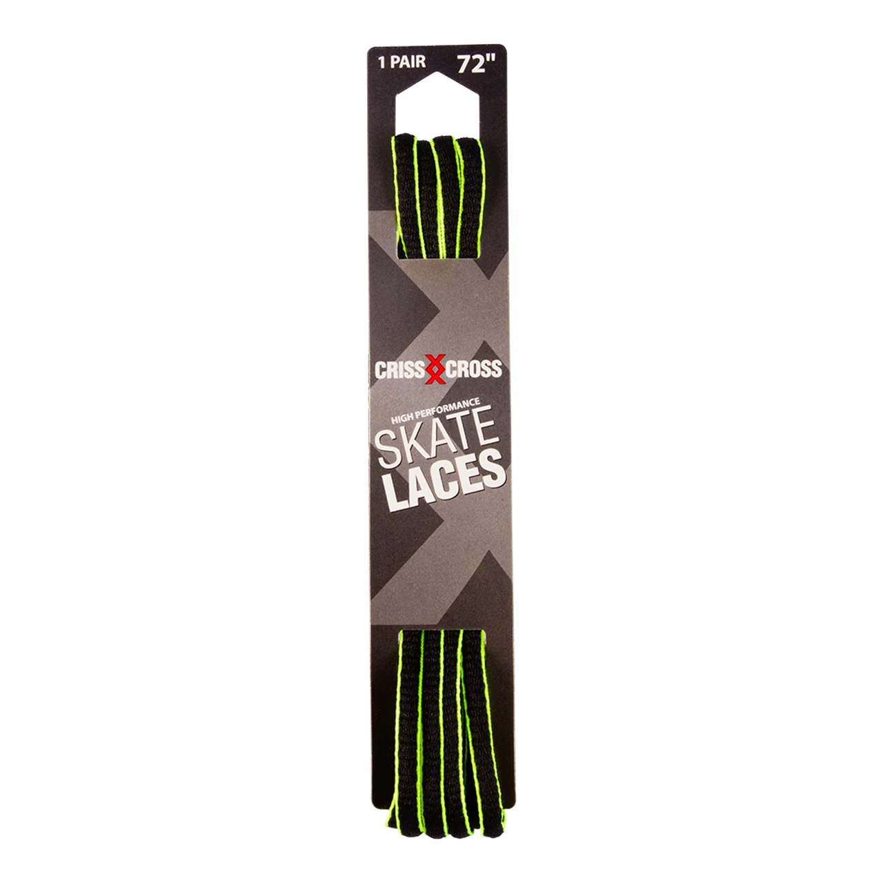 Riedell Criss Cross Skate Laces Skinny 3/8″ Width - Black/Neon Yellow Pinstripe