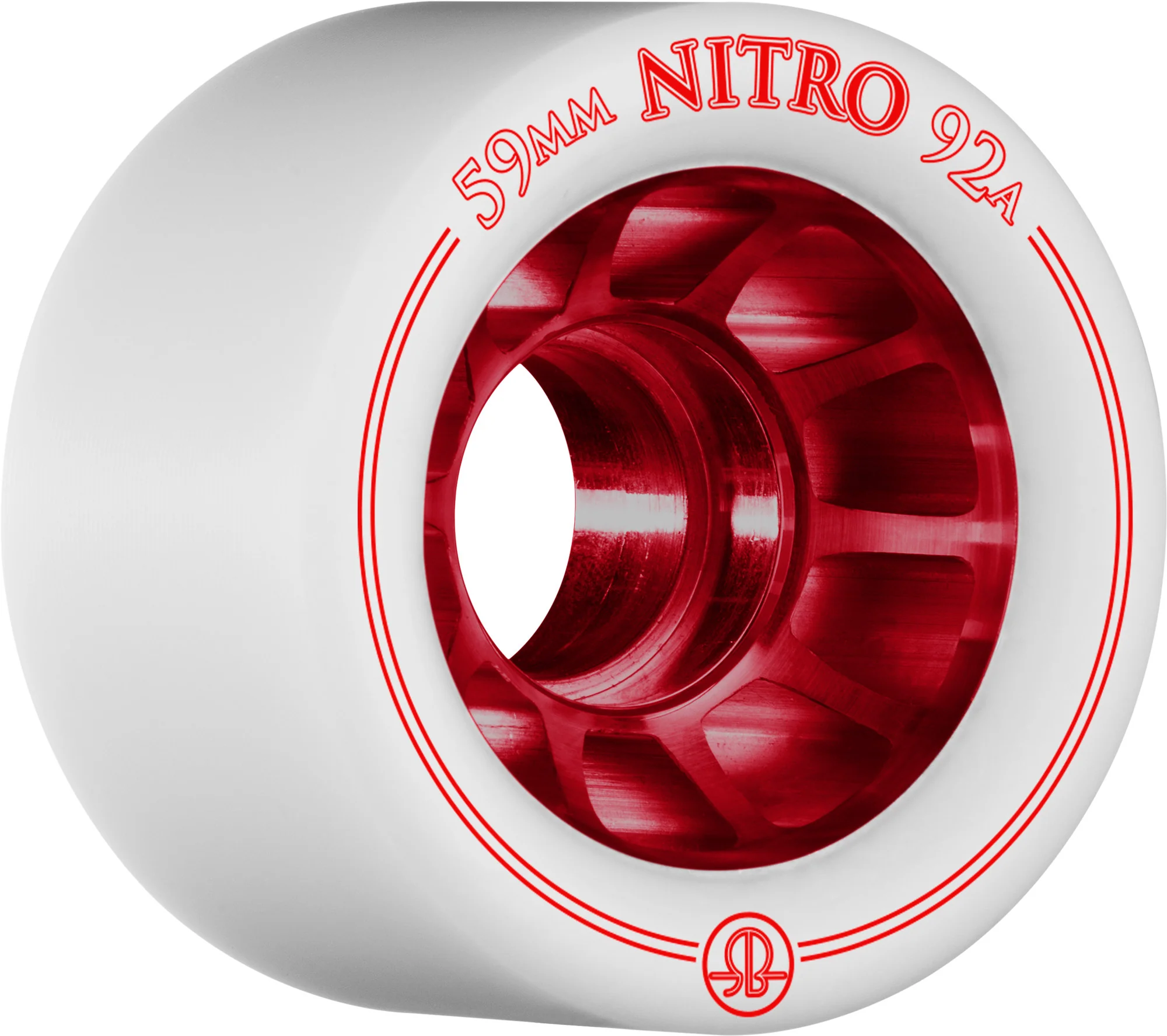 Rollerbones Nitro Wheel 59mm 92a - Red Hub/White Tire (Set of 8)