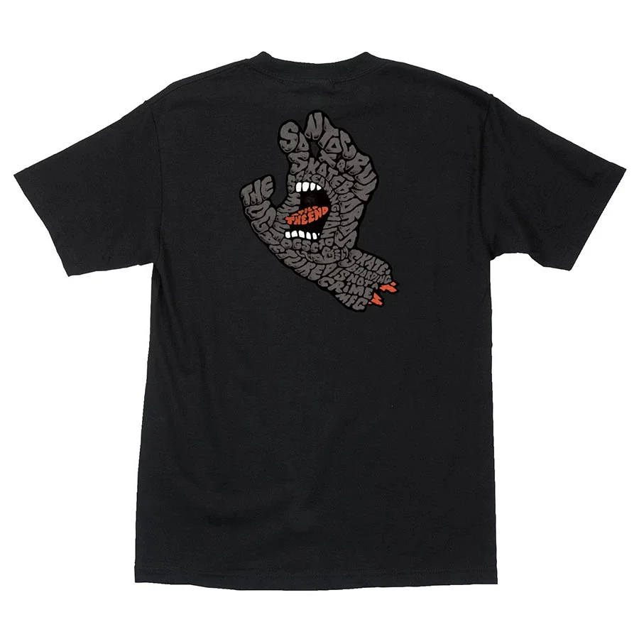 Santa Cruz Letter Hand Short Sleeve Mens T-Shirt - Black