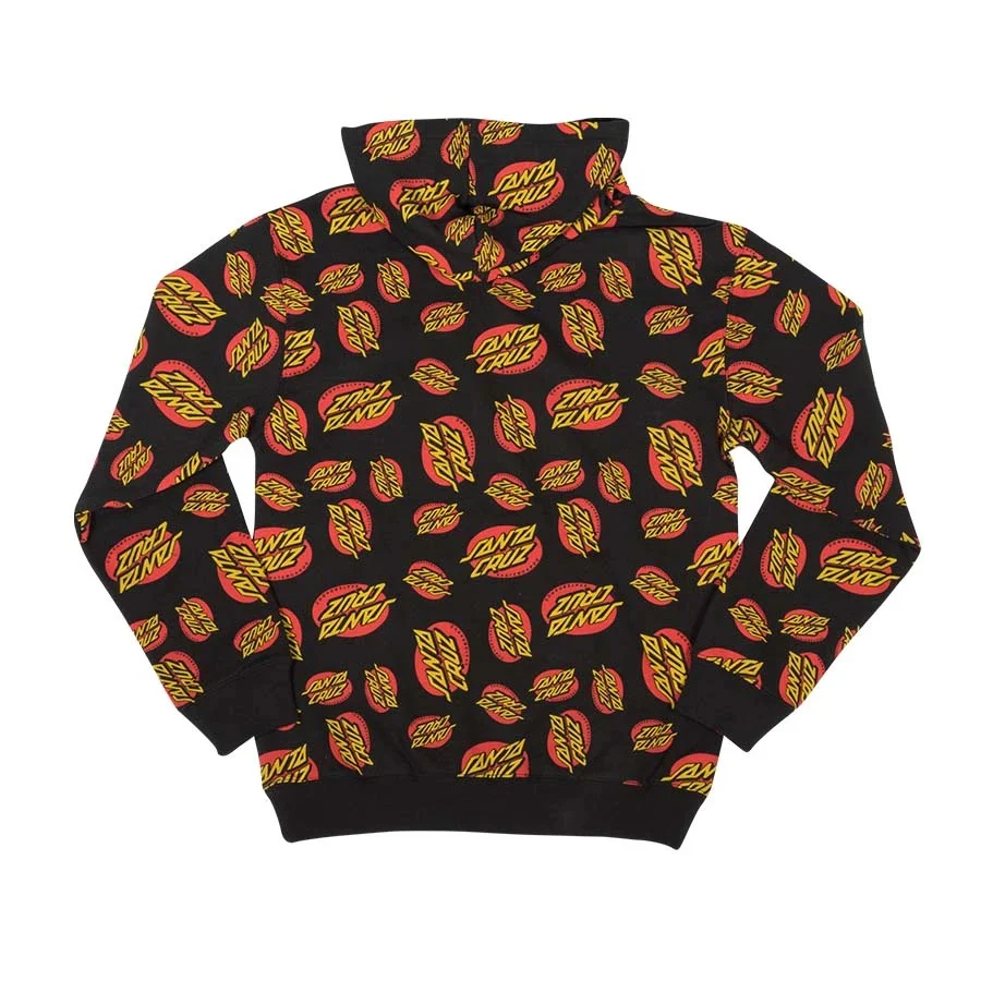 Santa Cruz Oval Dot Repeat Pullover Hooded Mens Sweatshirt - Black - Image 2