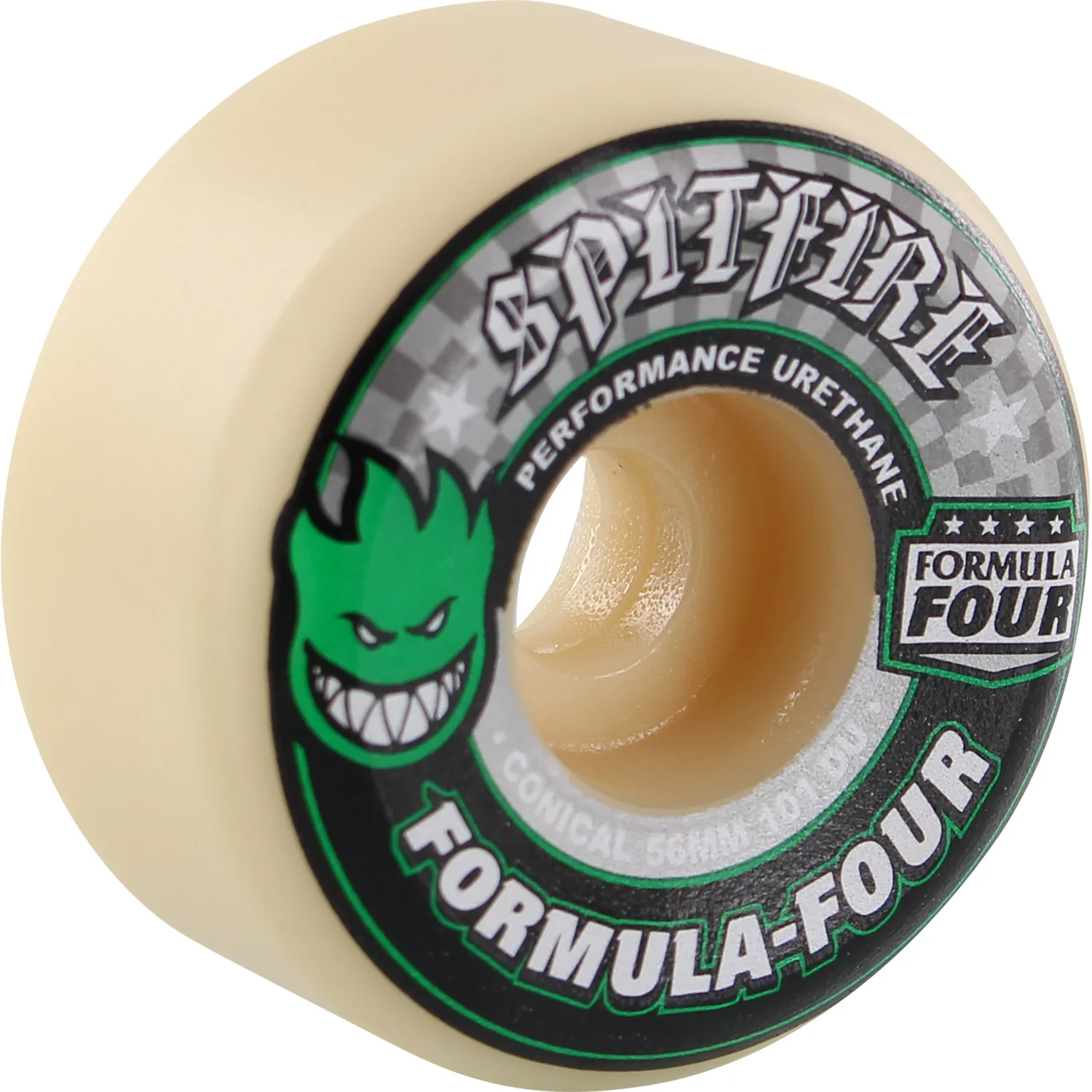 Spitfire Wheels F4 Conical 56mm 101a - White/Green/Black (Set of 4)